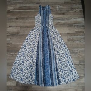 Summer floral maxi dress, rayon fabric, elastic at the top